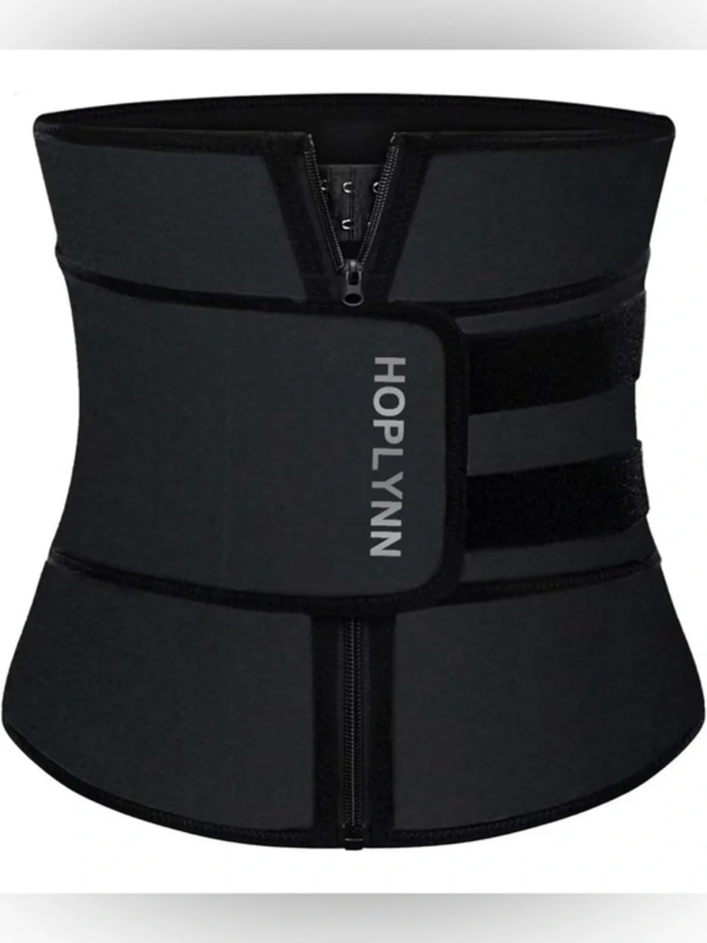 HOPLYNN Waist Trainer Belt Large Black Zip & Hook Compression Shaper - Picture 1 of 6